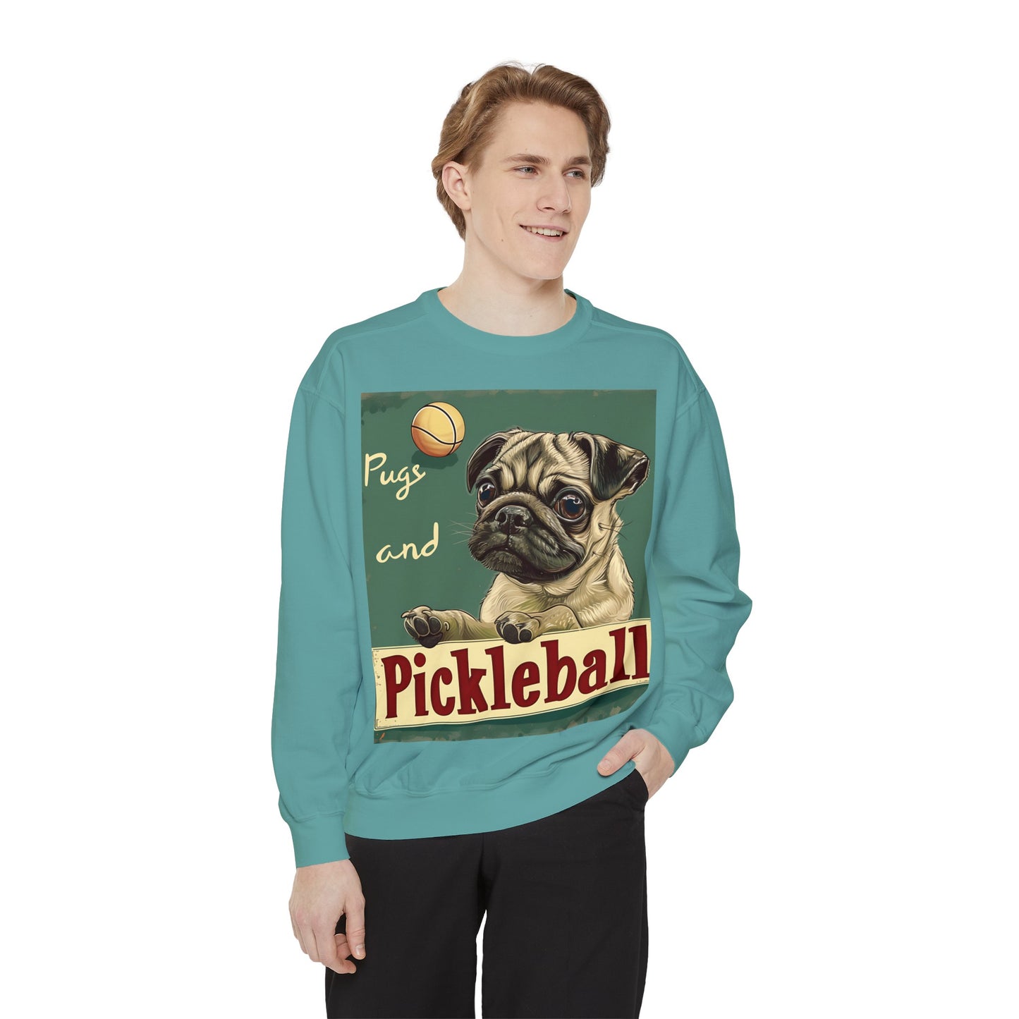 Pugs and Pickleball – Unisex Cozy Pickleball Sweatshirt