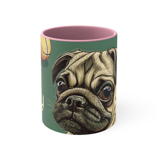 Pugs and Pickleball Accent Coffee Mug