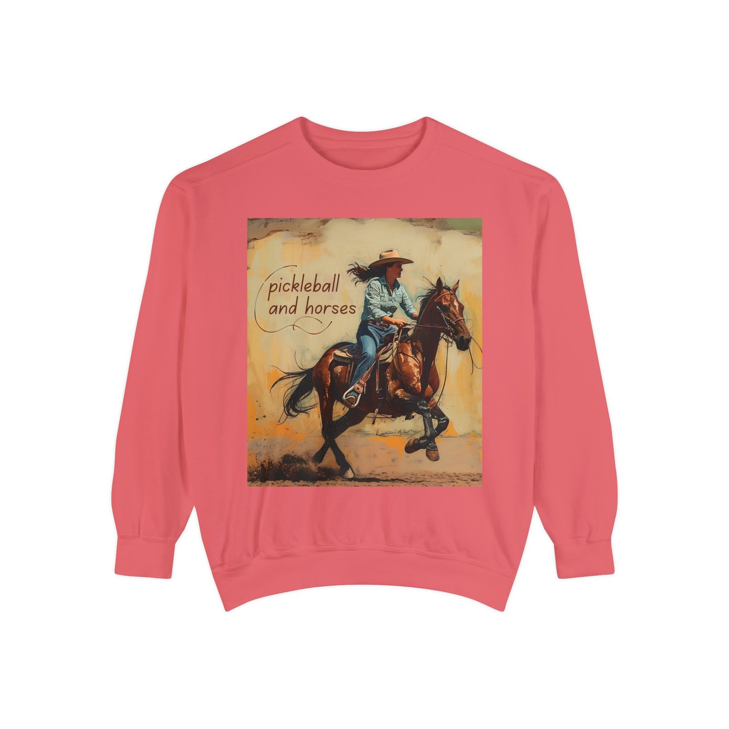 Pickleball and Horses – Unisex Cozy Pickleball Sweatshirt