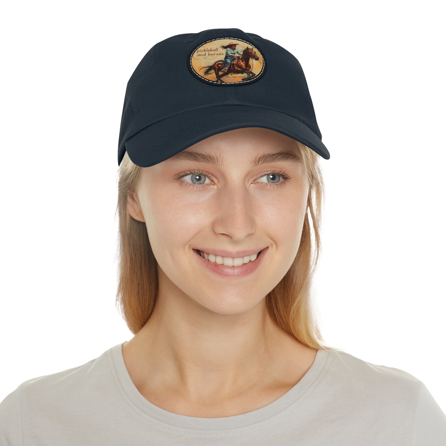 Pickleball and Horses Leather Patch Hat