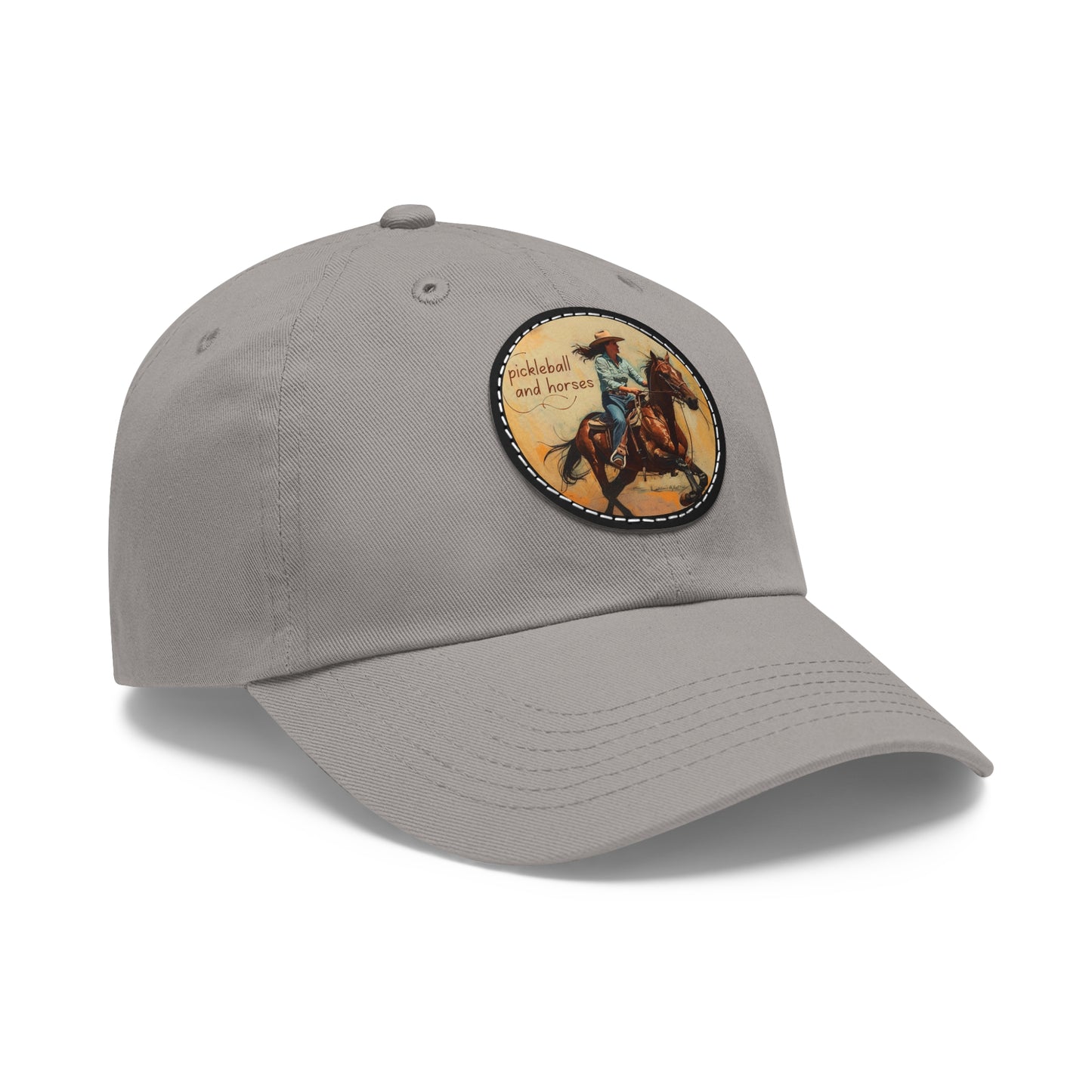 Pickleball and Horses Leather Patch Hat