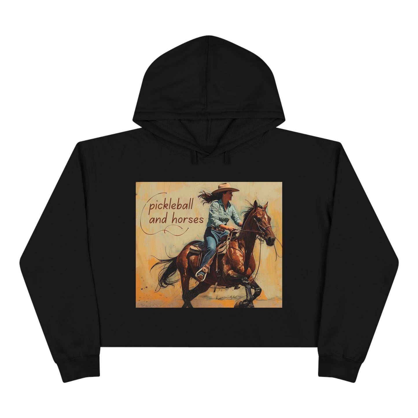 Pickleball and Horses Adventure Crop Hoodie