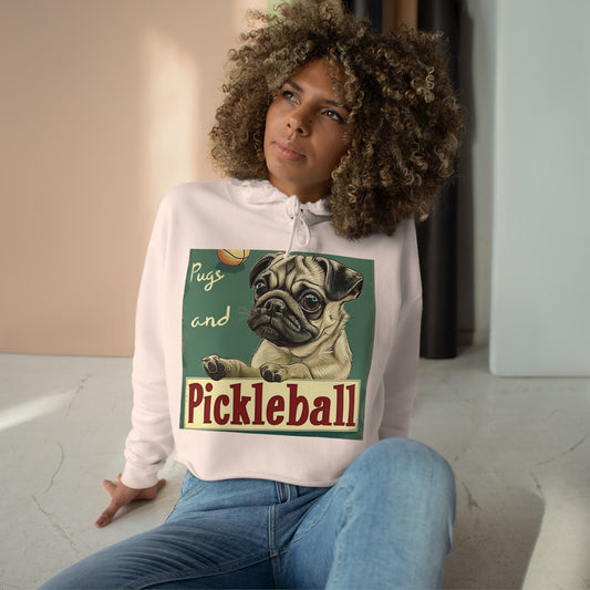 Pugs and Pickleball Casual Crop Hoodie