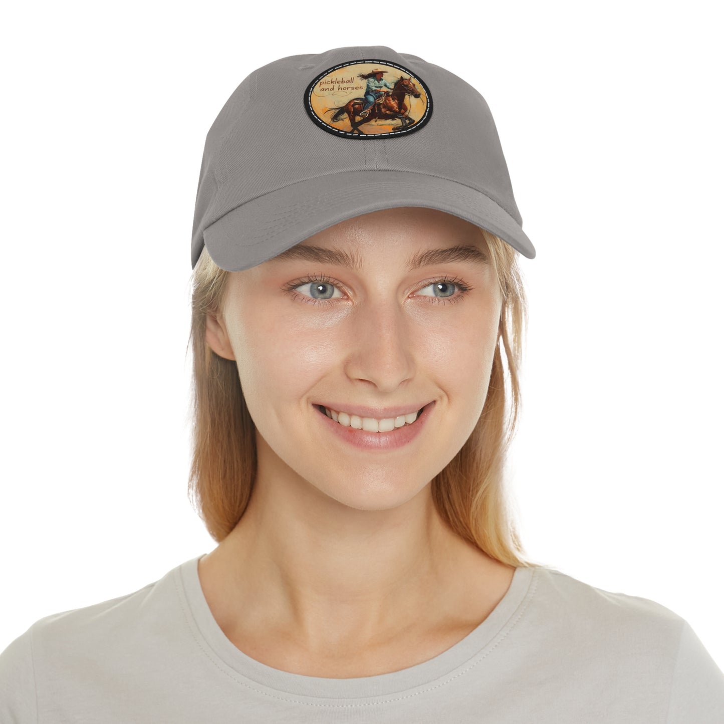 Pickleball and Horses Leather Patch Hat