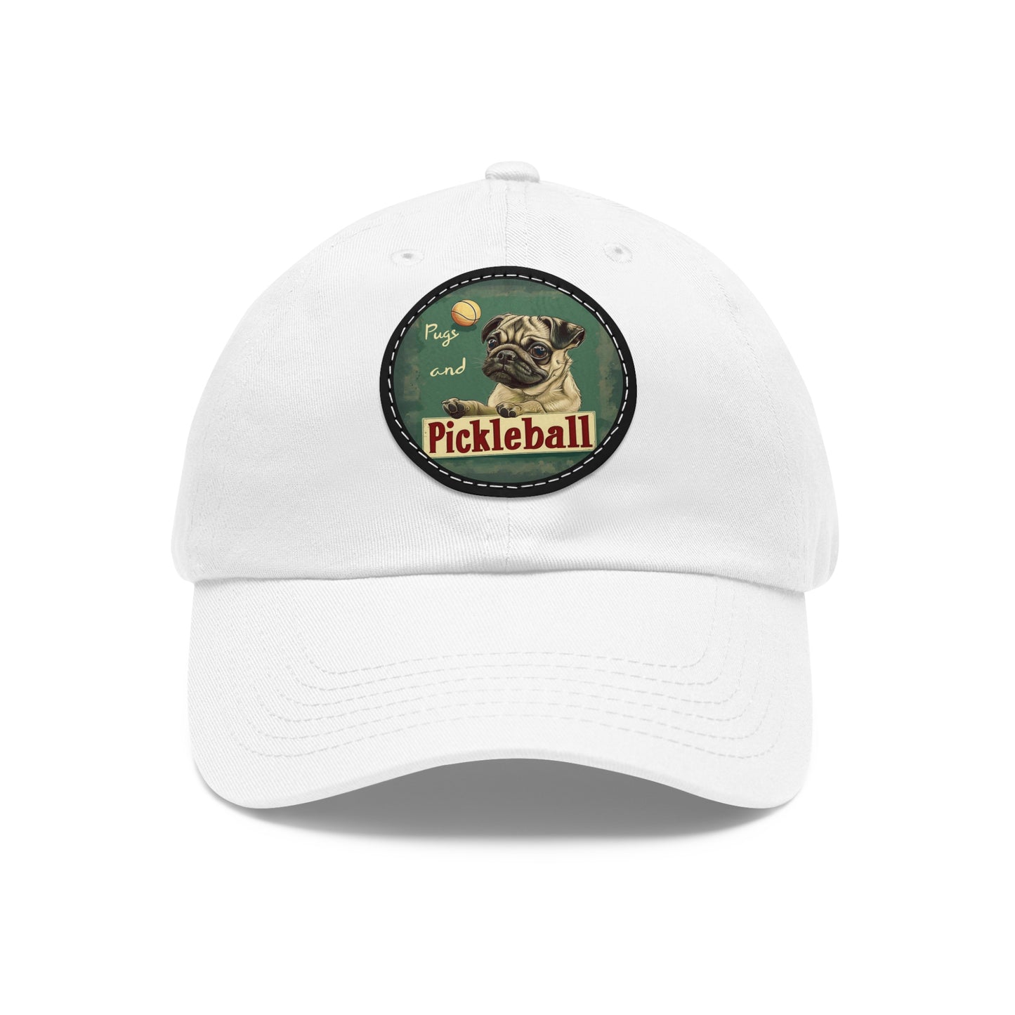 Pugs and Pickleball Leather Patch Hat