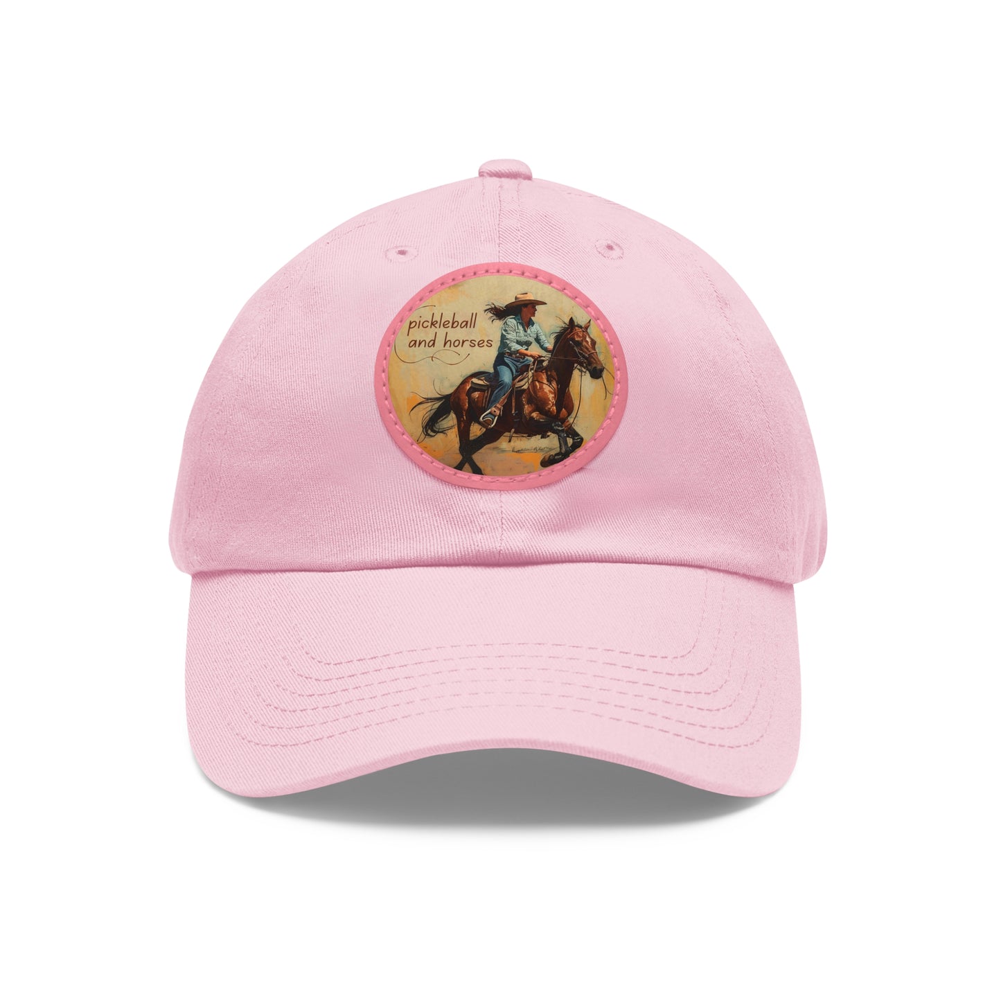 Pickleball and Horses Leather Patch Hat