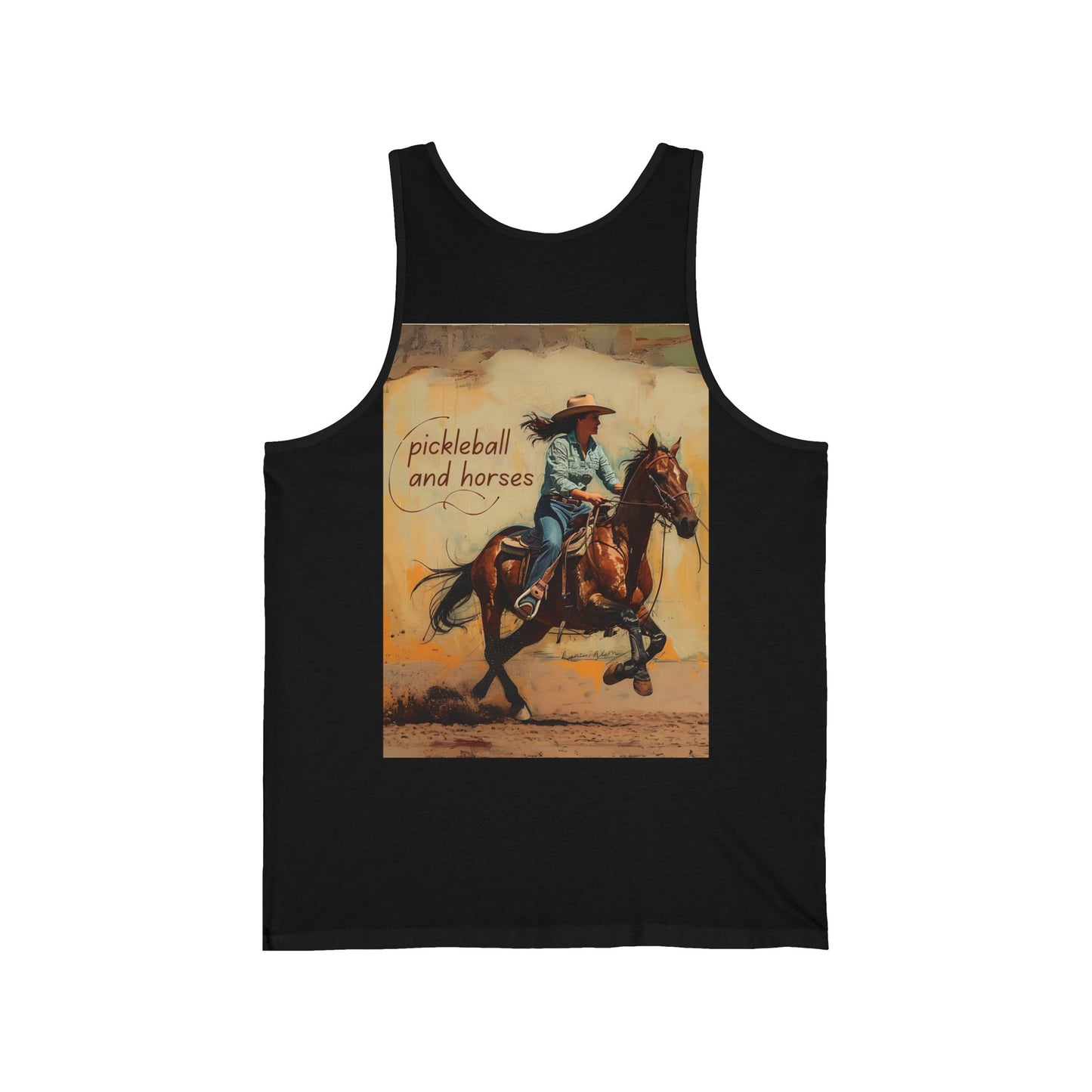 Classic Pickleball and Horses Unisex Jersey Tank