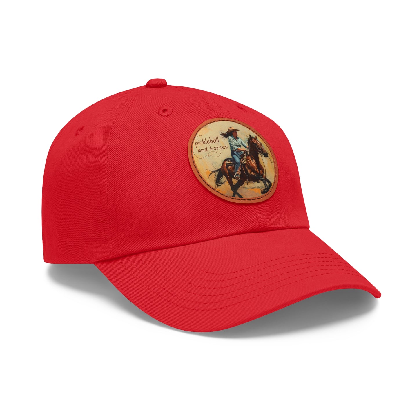 Pickleball and Horses Leather Patch Hat