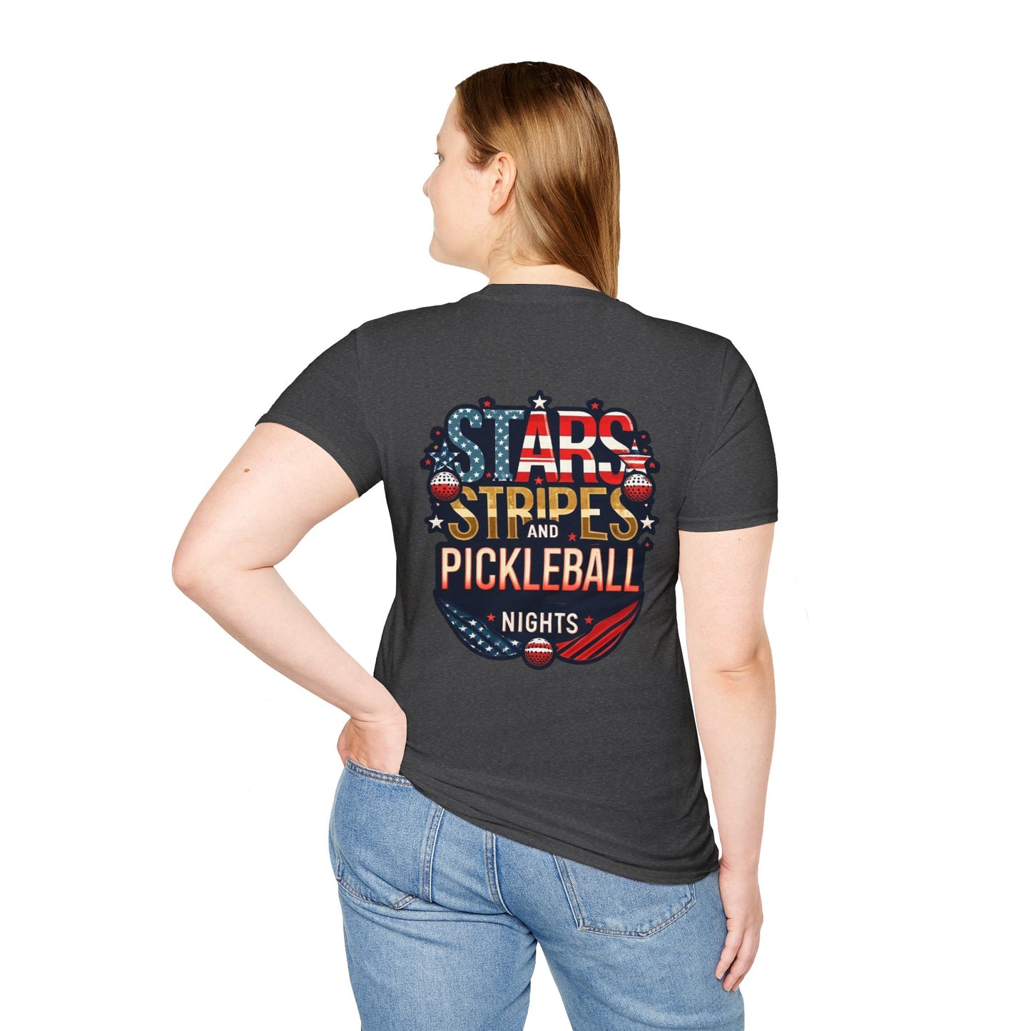 Stars, Stripes and Pickleball Nights Comfort Tee  – Unisex Soft-Style Back