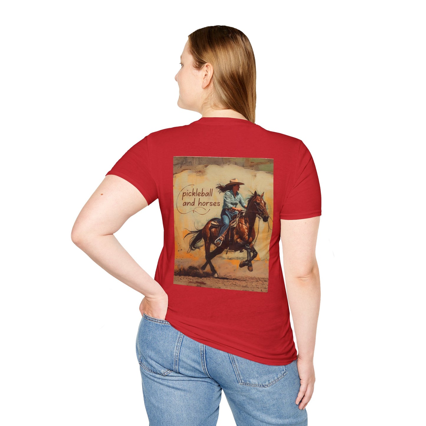 Classic Pickleball and Horses Comfort Tee – Unisex Soft-Style