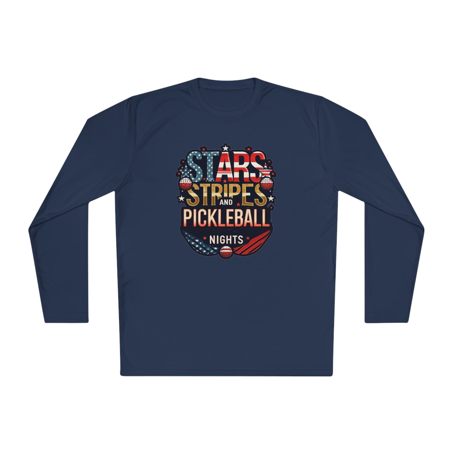 Stars, Stripes and Pickleball Nights – Unisex UV Protective Pickleball Long Sleeve Tee