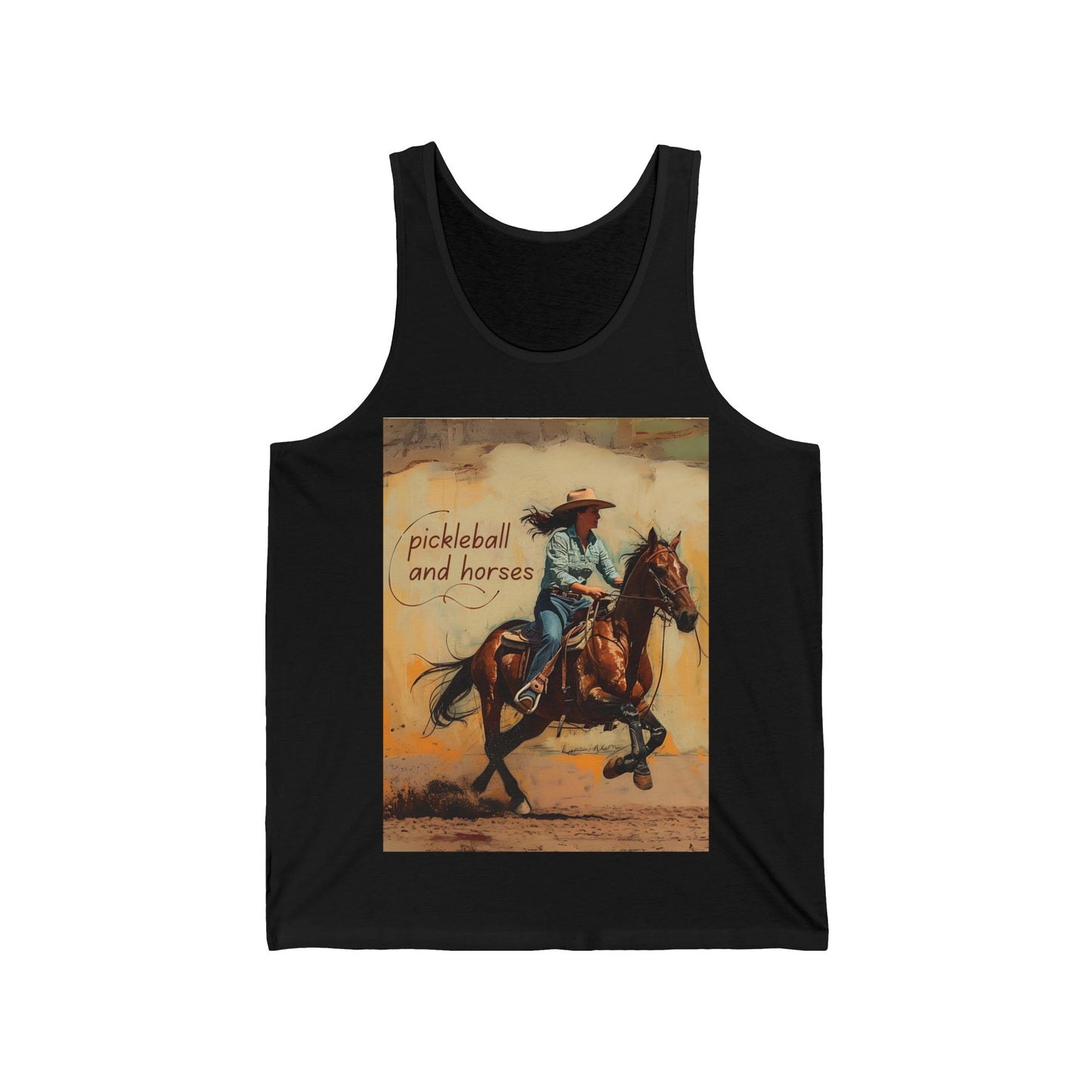 Pickleball and Horses Unisex Jersey Tank