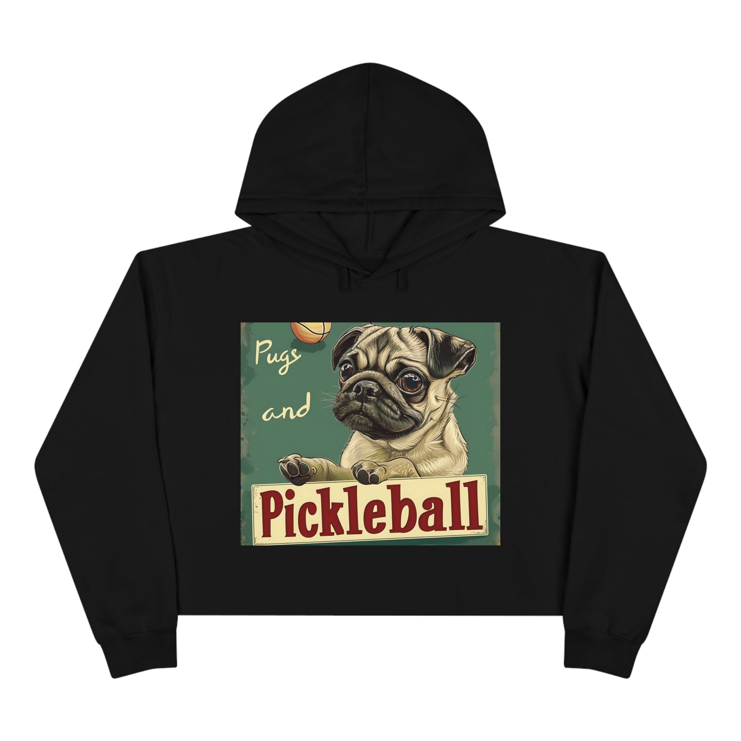 Pugs and Pickleball Casual Crop Hoodie