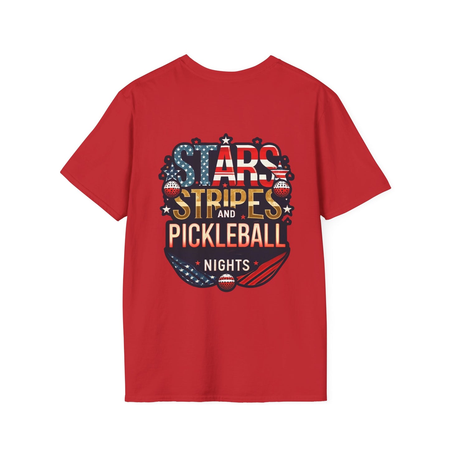 Stars, Stripes and Pickleball Nights Comfort Tee  – Unisex Soft-Style Back