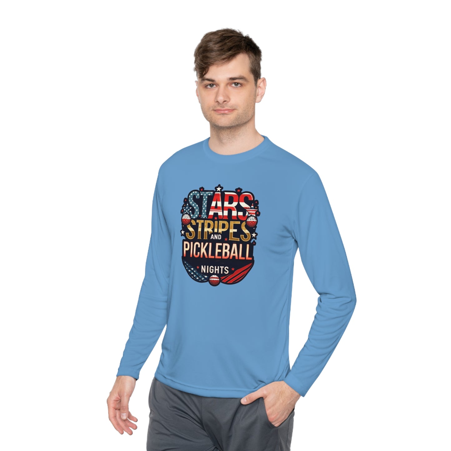 Stars, Stripes and Pickleball Nights – Unisex UV Protective Pickleball Long Sleeve Tee