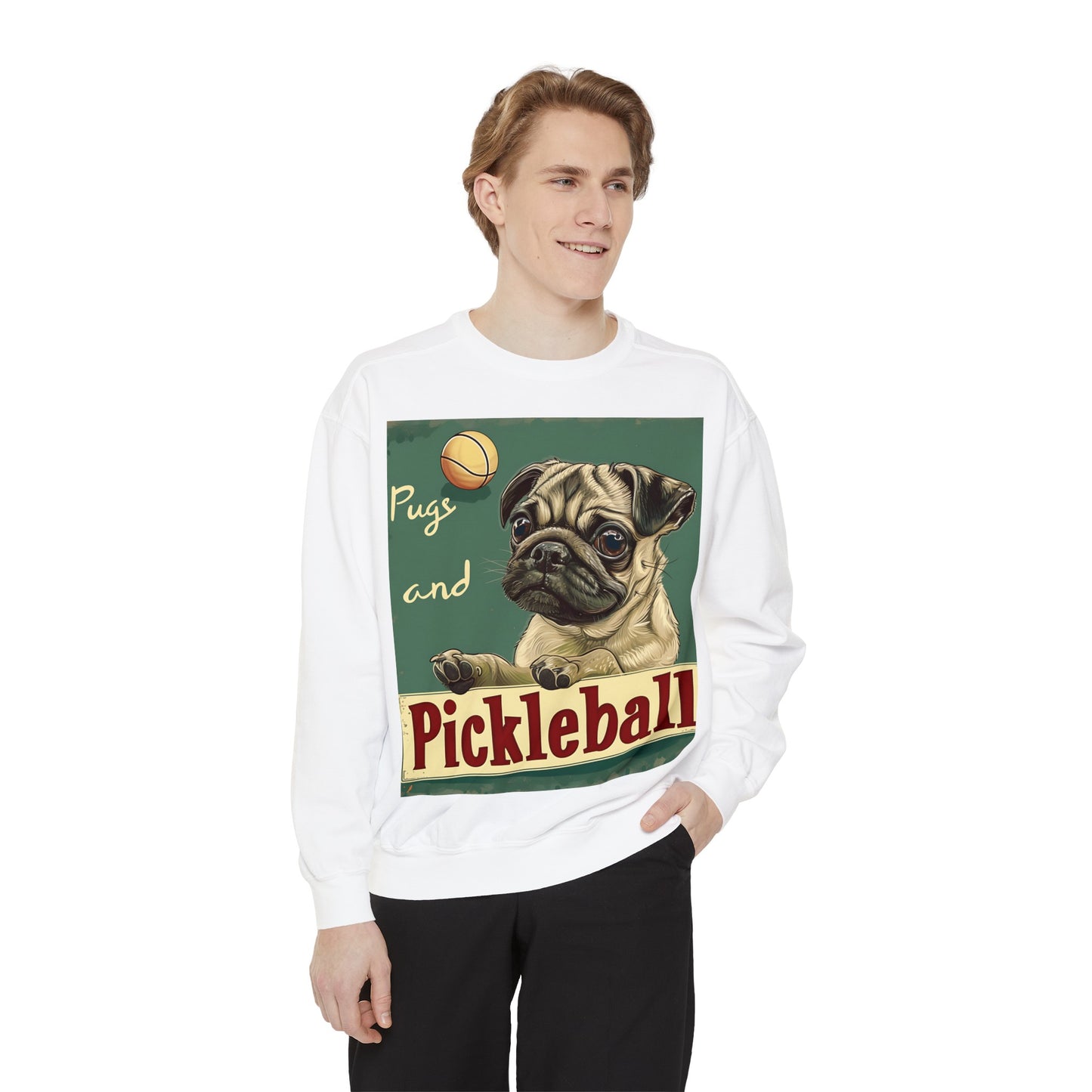 Pugs and Pickleball – Unisex Cozy Pickleball Sweatshirt