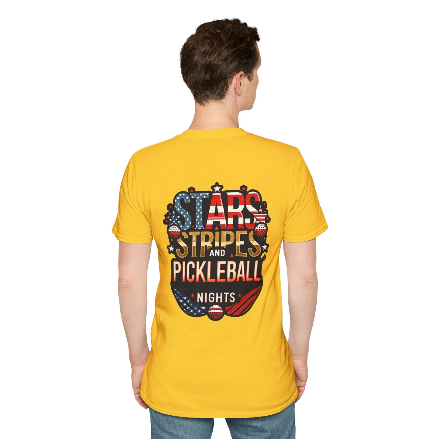 Stars, Stripes and Pickleball Nights Comfort Tee  – Unisex Soft-Style Back