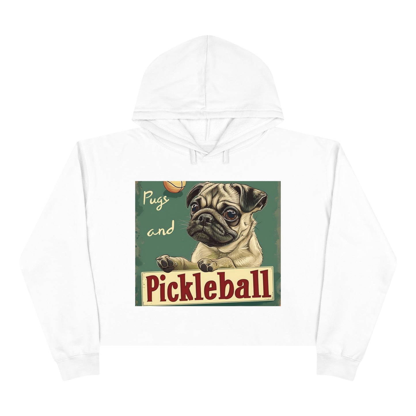 Pugs and Pickleball Casual Crop Hoodie