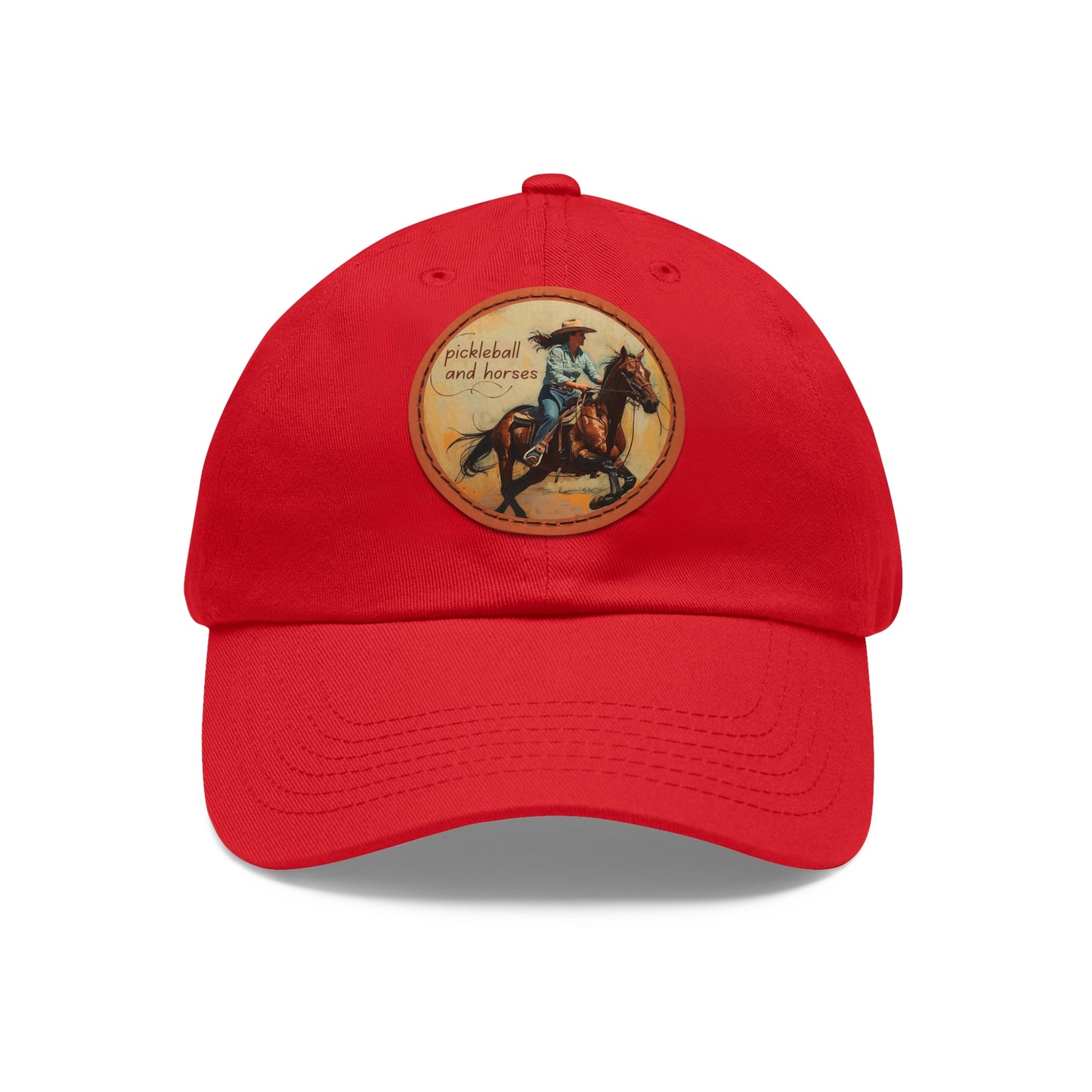 Pickleball and Horses Leather Patch Hat