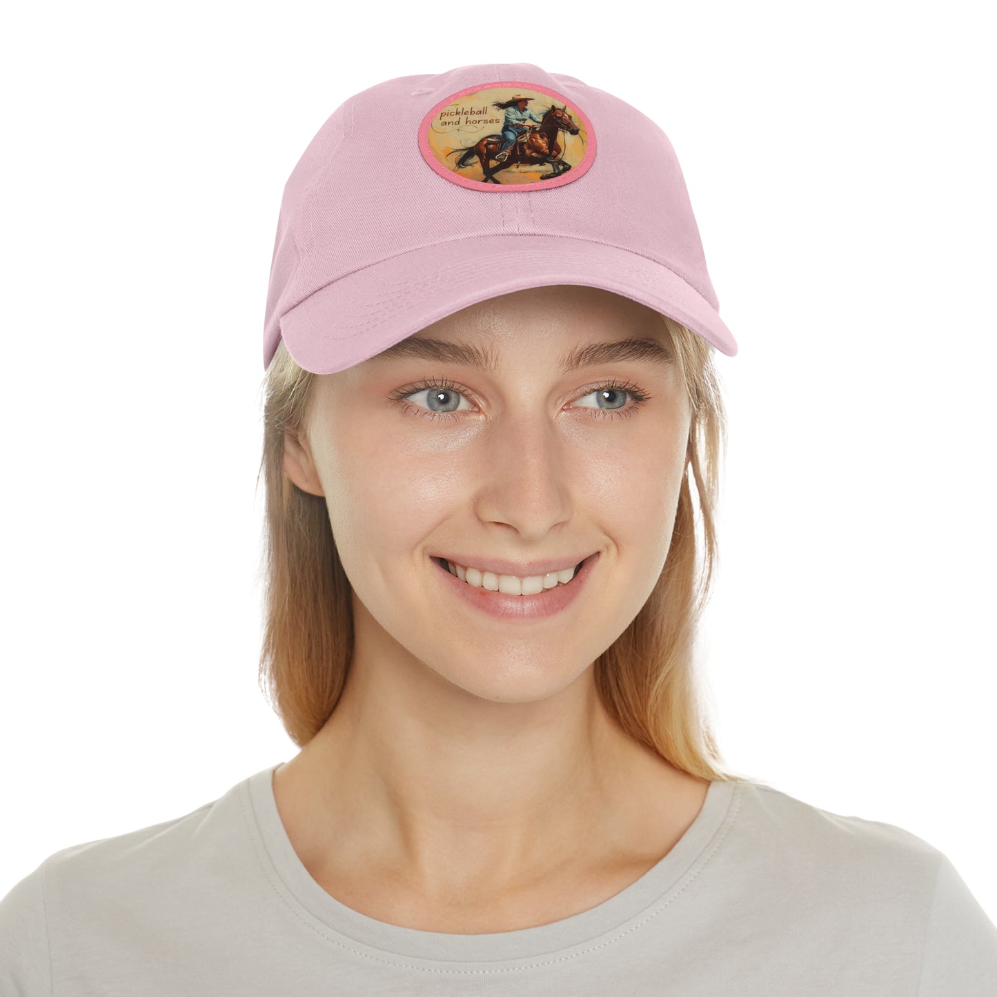 Pickleball and Horses Leather Patch Hat