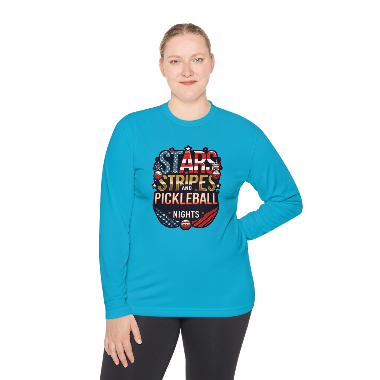 Stars, Stripes and Pickleball Nights – Unisex UV Protective Pickleball Long Sleeve Tee