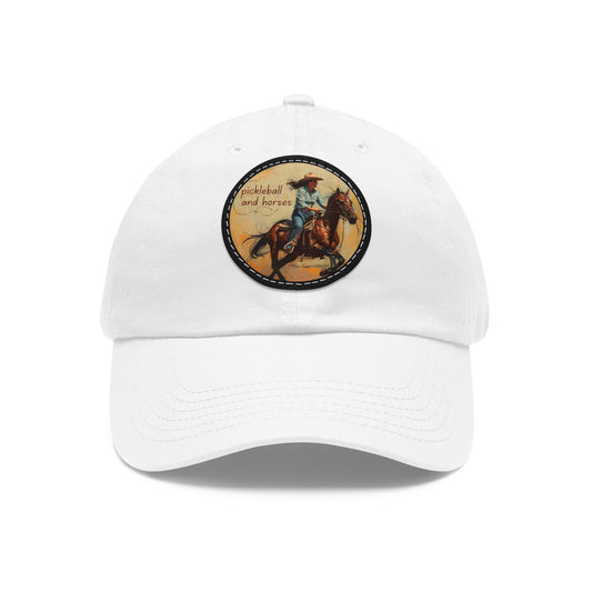 Pickleball and Horses Leather Patch Hat