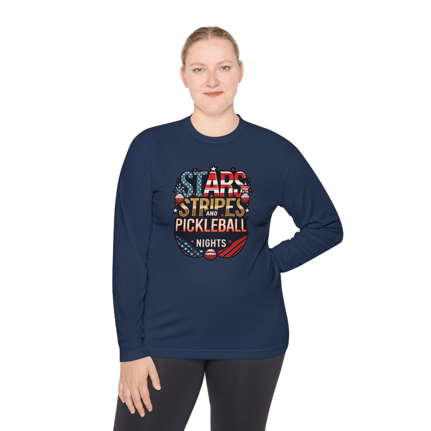 Stars, Stripes and Pickleball Nights – Unisex UV Protective Pickleball Long Sleeve Tee