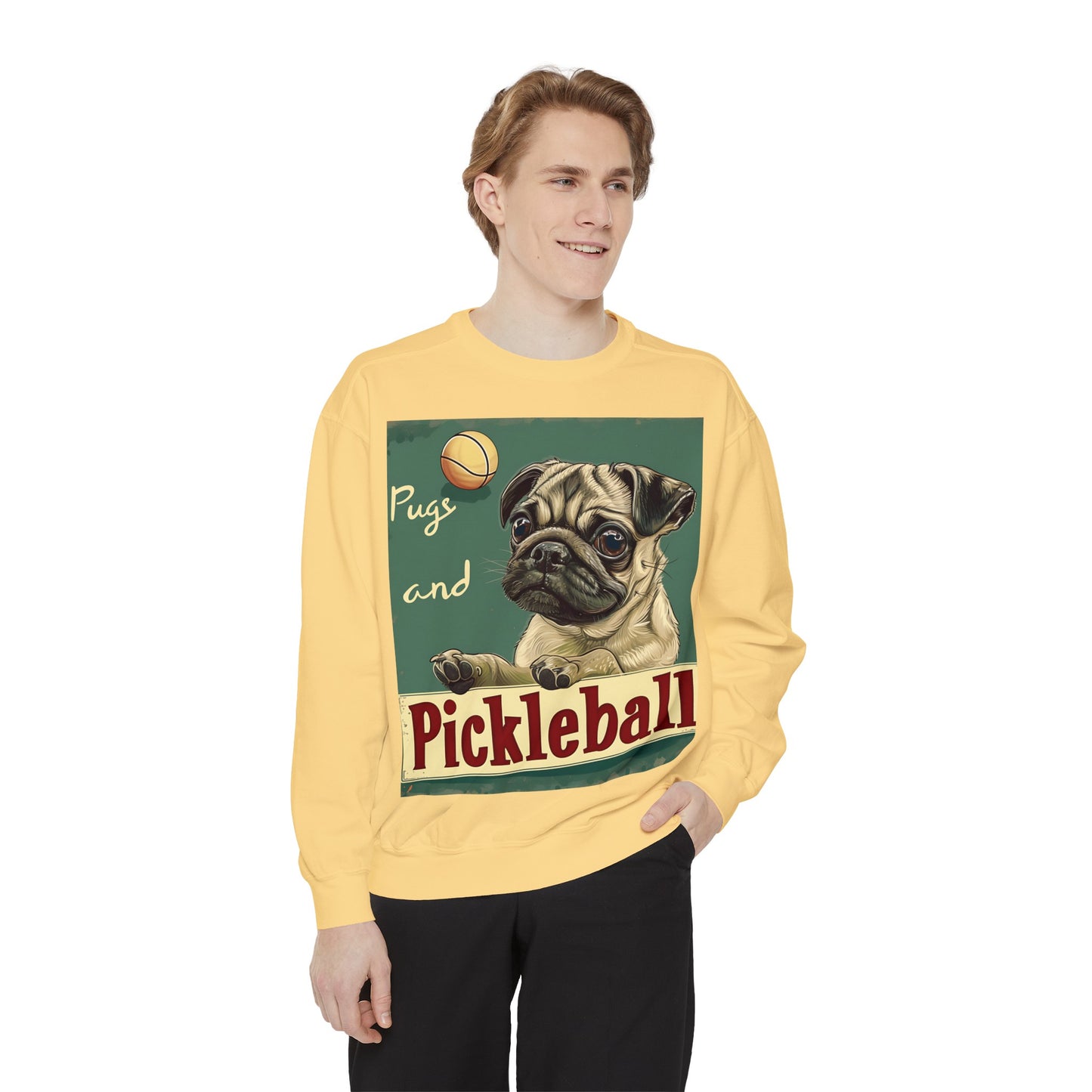 Pugs and Pickleball – Unisex Cozy Pickleball Sweatshirt