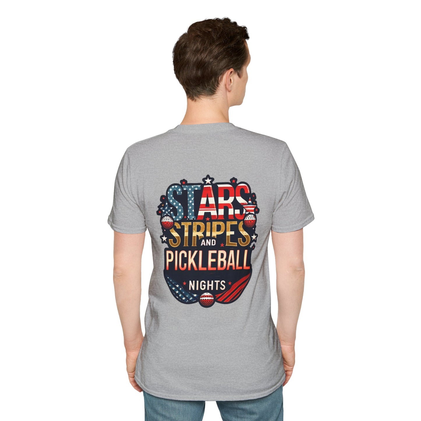 Stars, Stripes and Pickleball Nights Comfort Tee  – Unisex Soft-Style Back