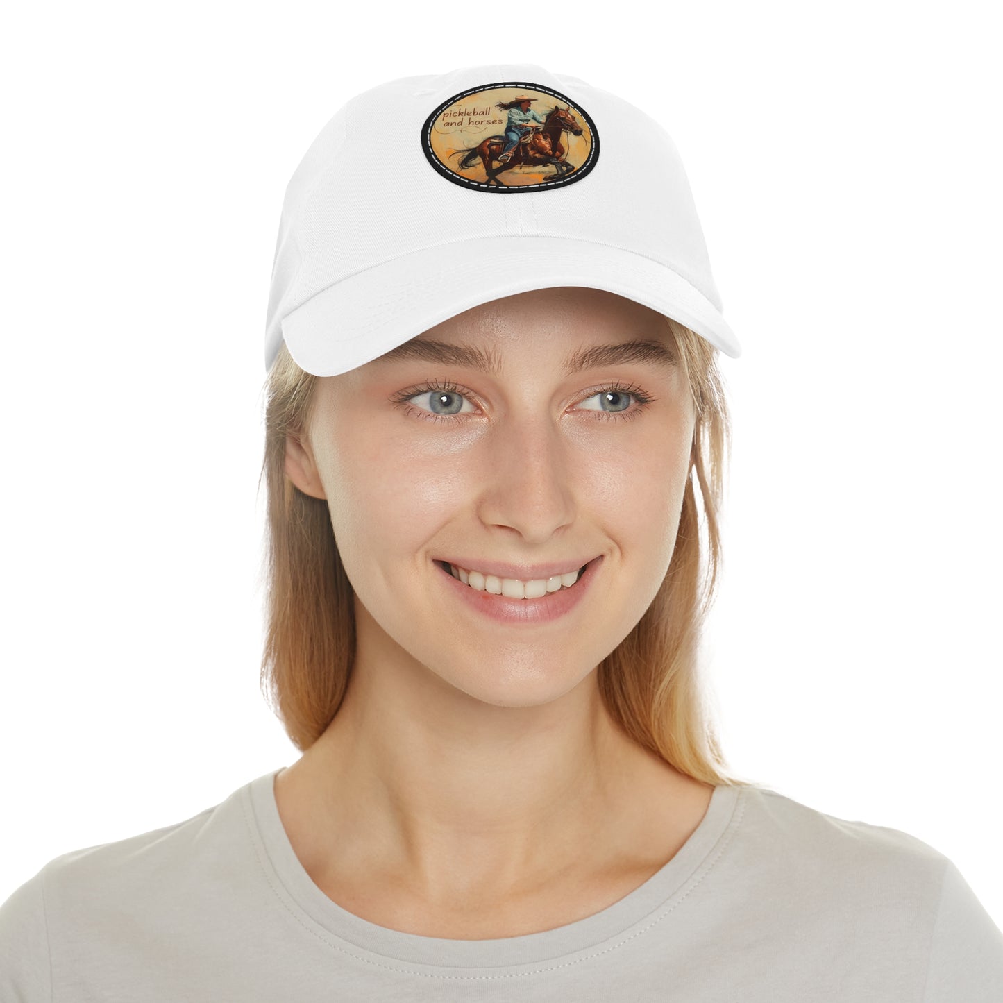 Pickleball and Horses Leather Patch Hat