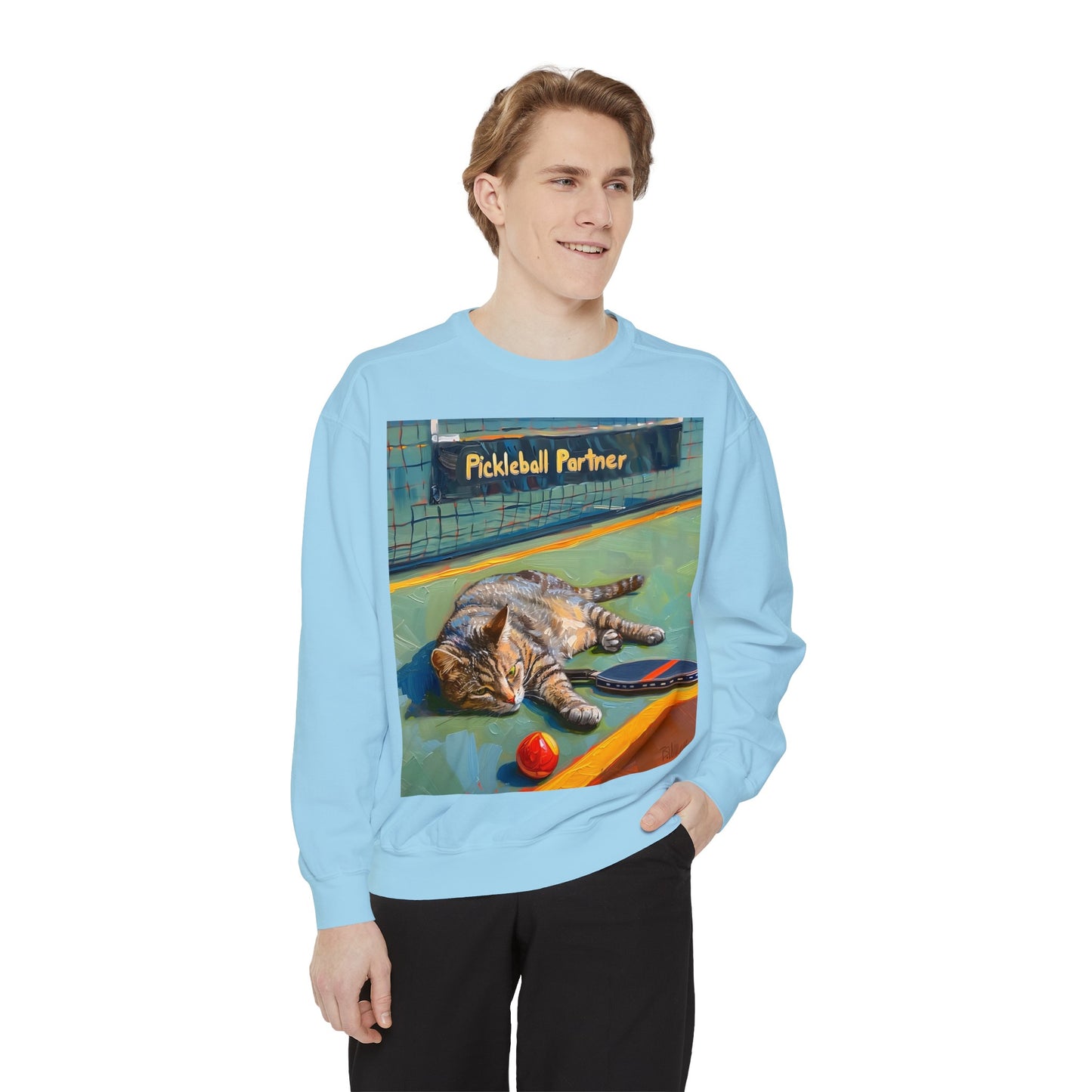 Court Conqueror Cat – Unisex Cozy Pickleball Sweatshirt