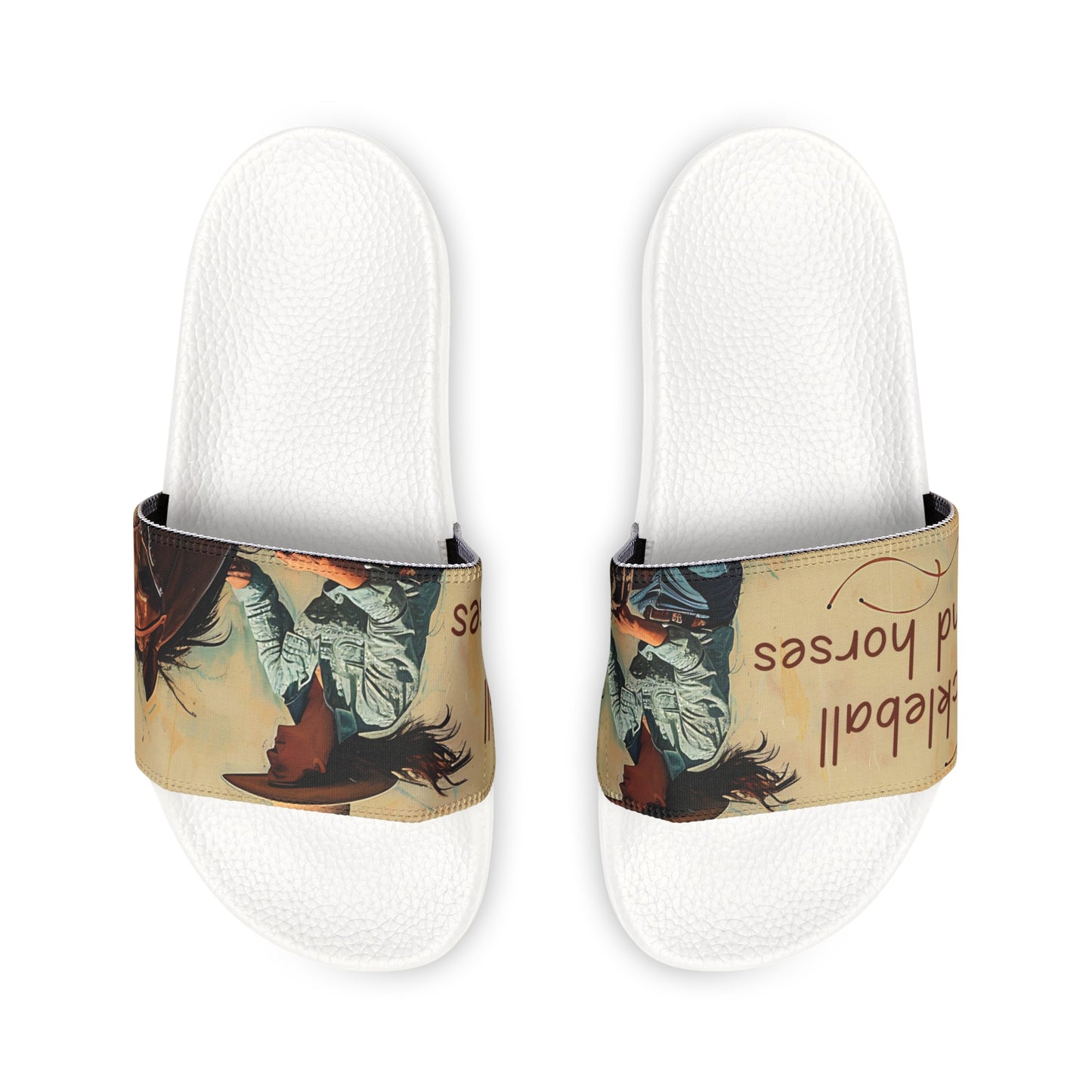 Pickleball and Horses Slide Sandals for Women