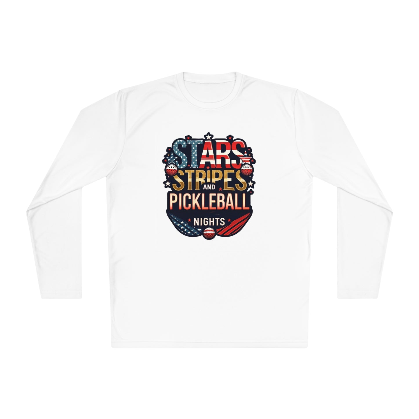 Stars, Stripes and Pickleball Nights – Unisex UV Protective Pickleball Long Sleeve Tee