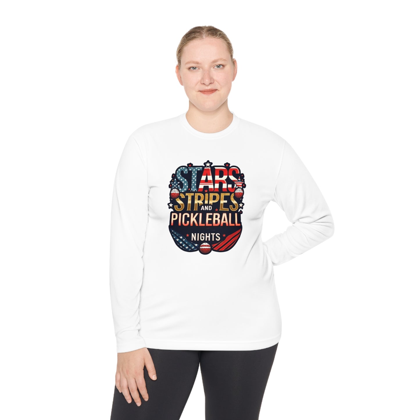 Stars, Stripes and Pickleball Nights – Unisex UV Protective Pickleball Long Sleeve Tee