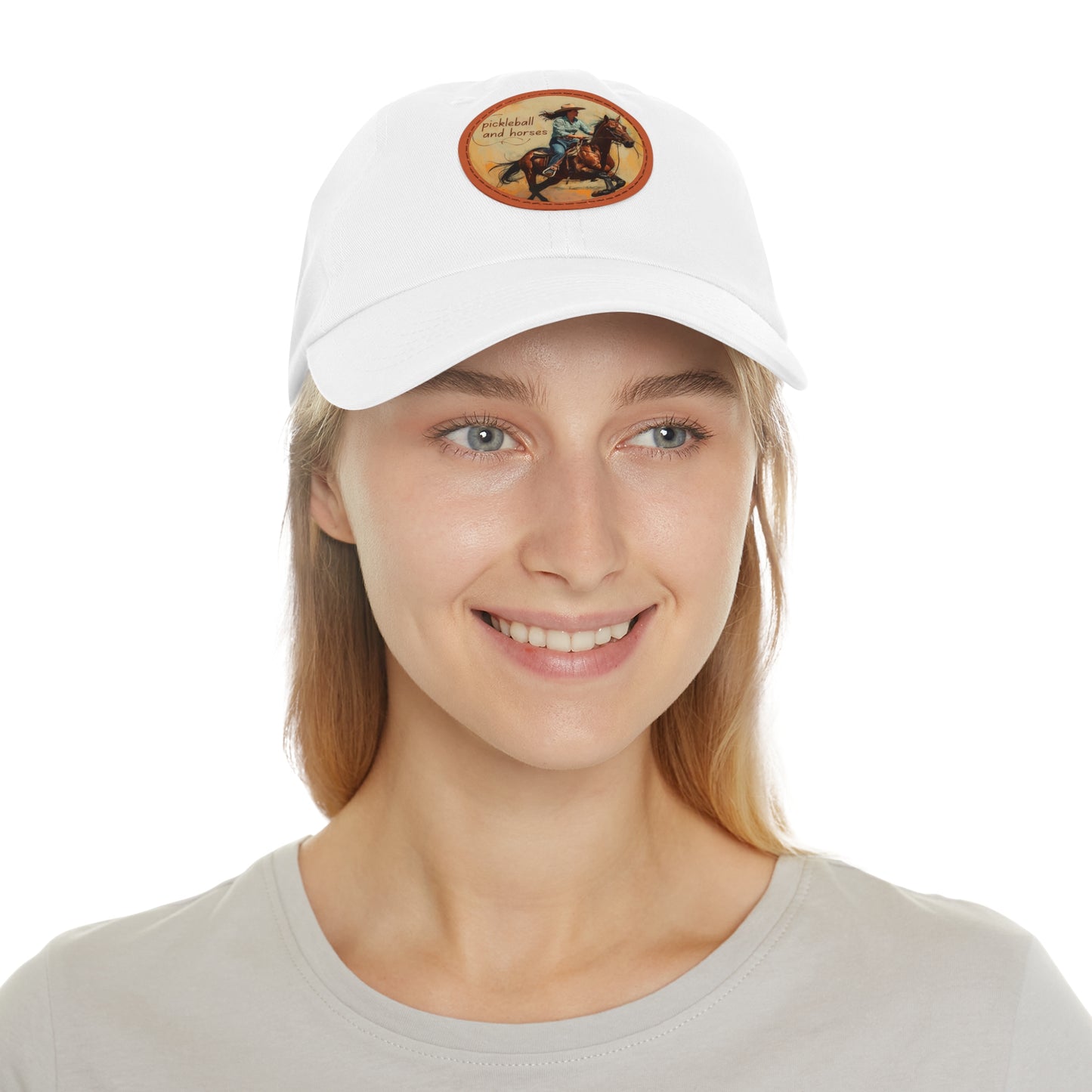 Pickleball and Horses Leather Patch Hat