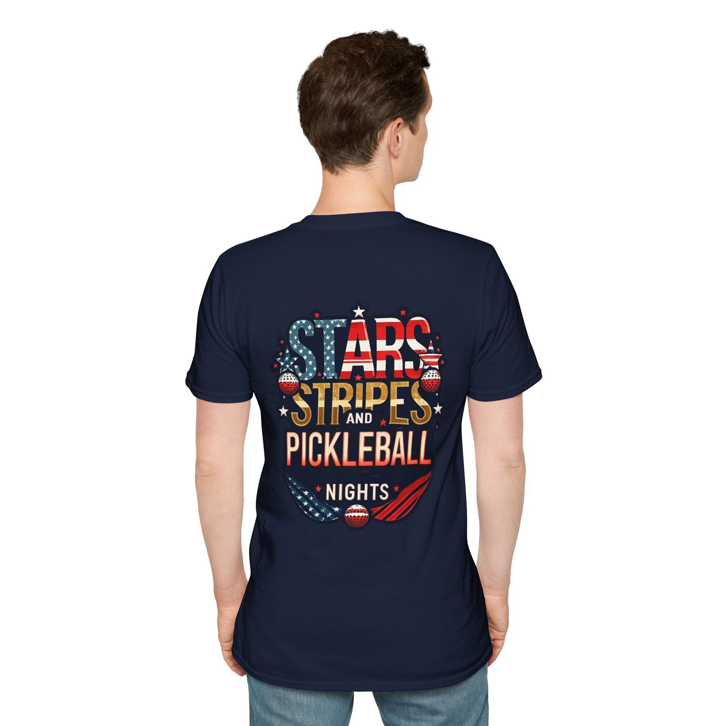 Stars, Stripes and Pickleball Nights Comfort Tee  – Unisex Soft-Style Back