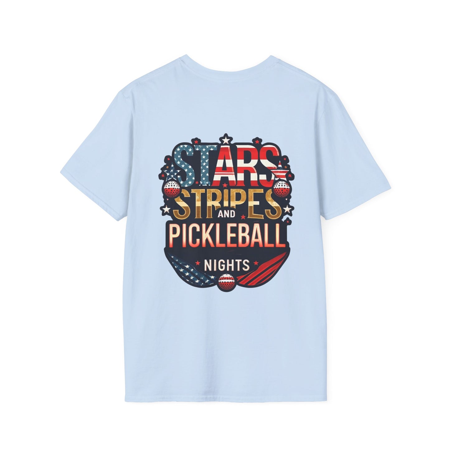 Stars, Stripes and Pickleball Nights Comfort Tee  – Unisex Soft-Style Back