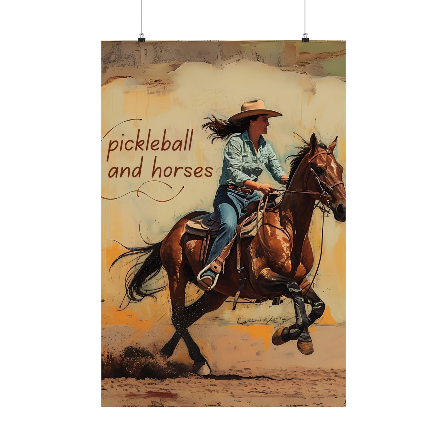 Pickleball and Horses Premium Matte Poster