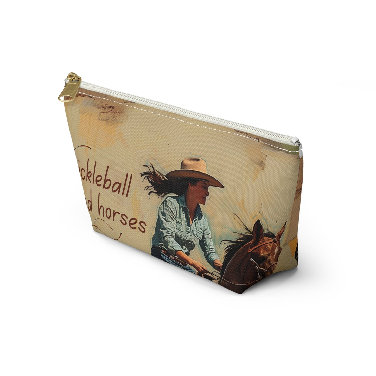 Pickleball and Horses T-Bottom Pouch