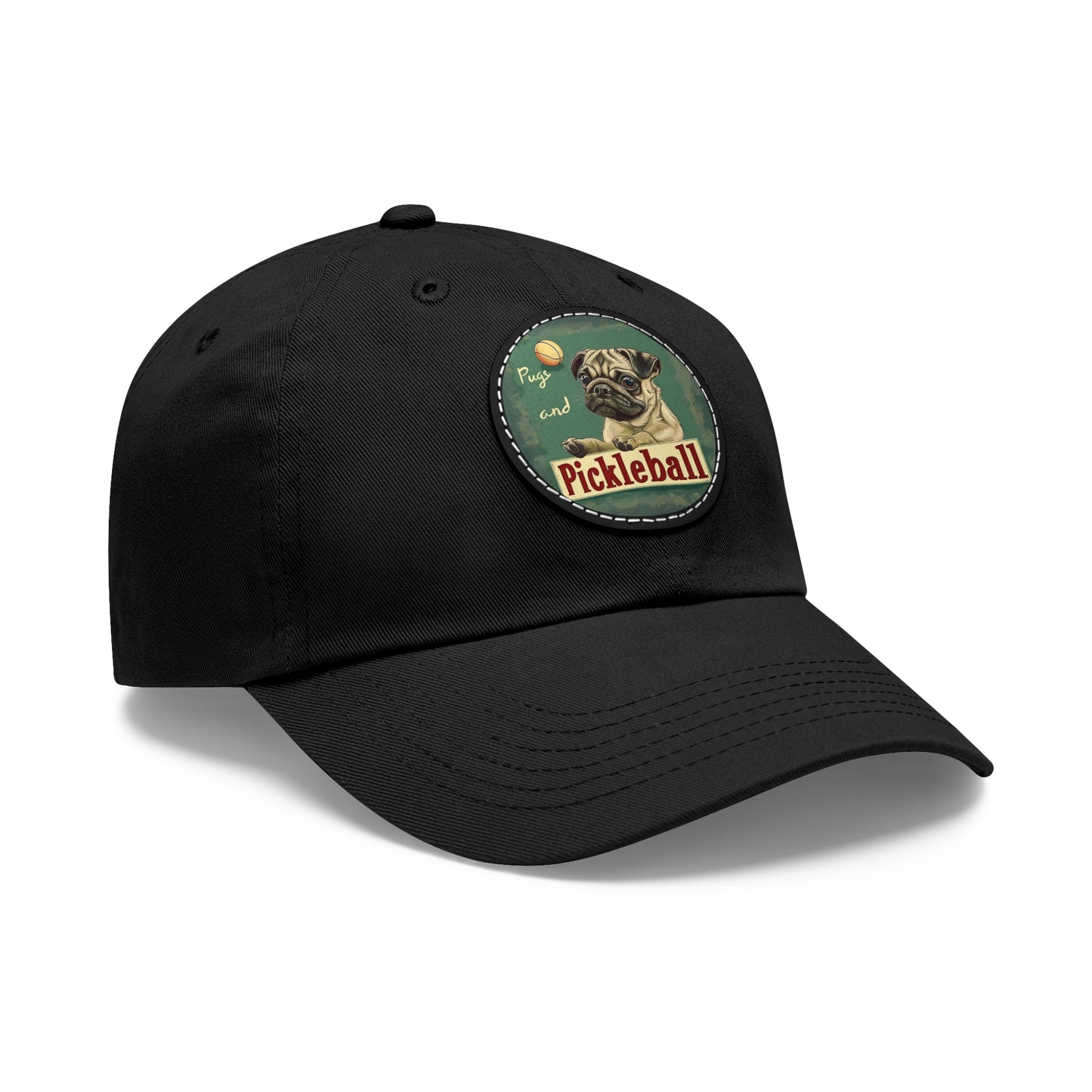 Pugs and Pickleball Leather Patch Hat