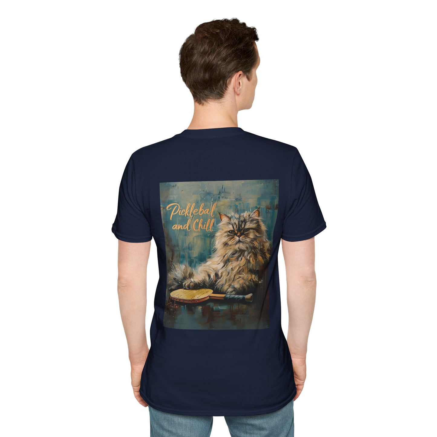 Classic Pickleball and Chill Feline Comfort Tee - Unisex Galactic Soft Touc