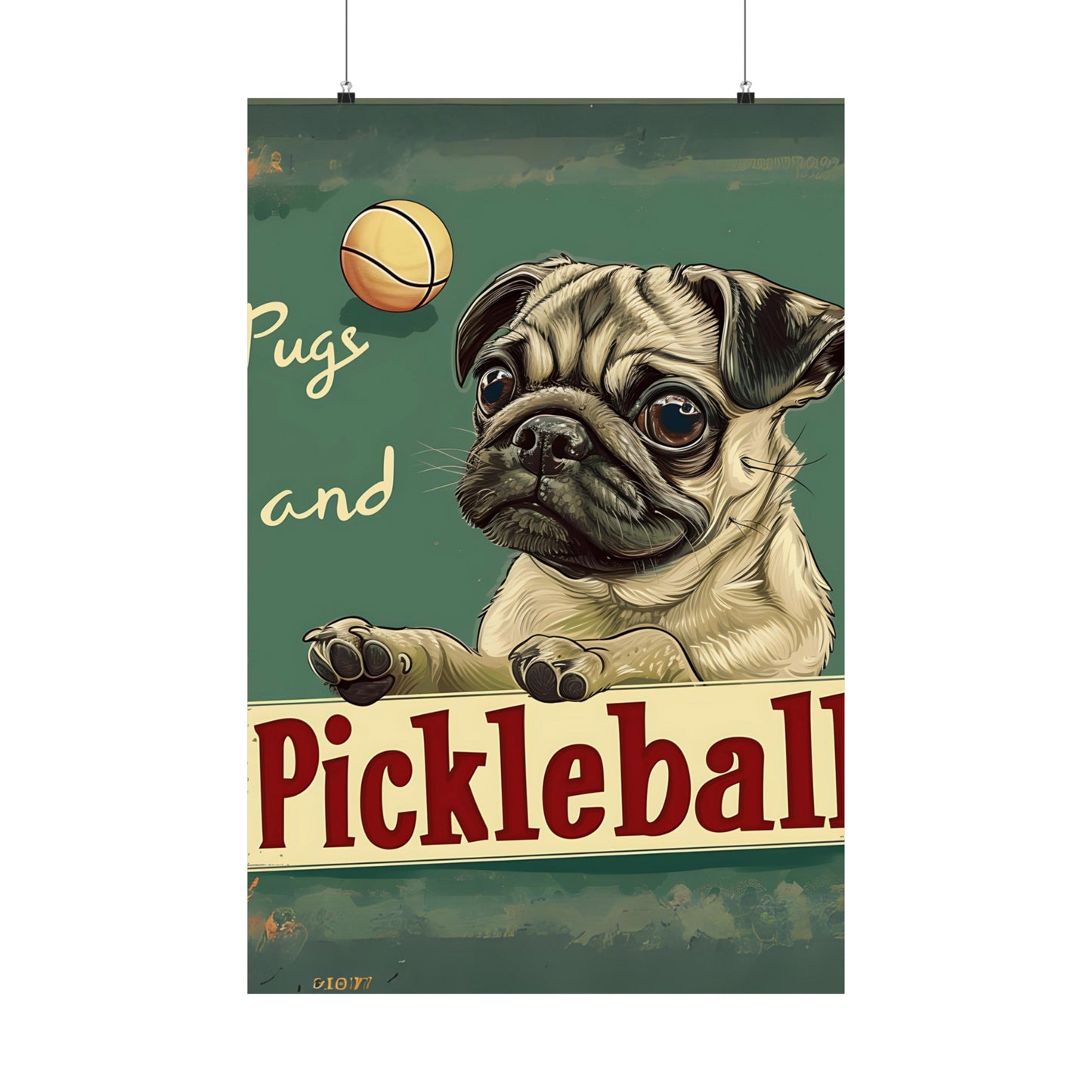 Pugs and Pickleball Premium Matte Poster