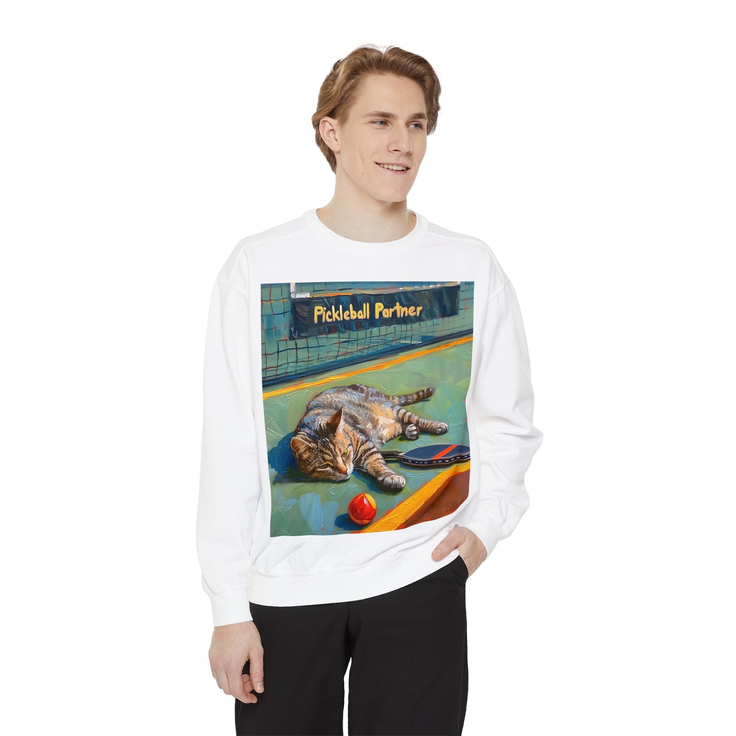 Court Conqueror Cat – Unisex Cozy Pickleball Sweatshirt