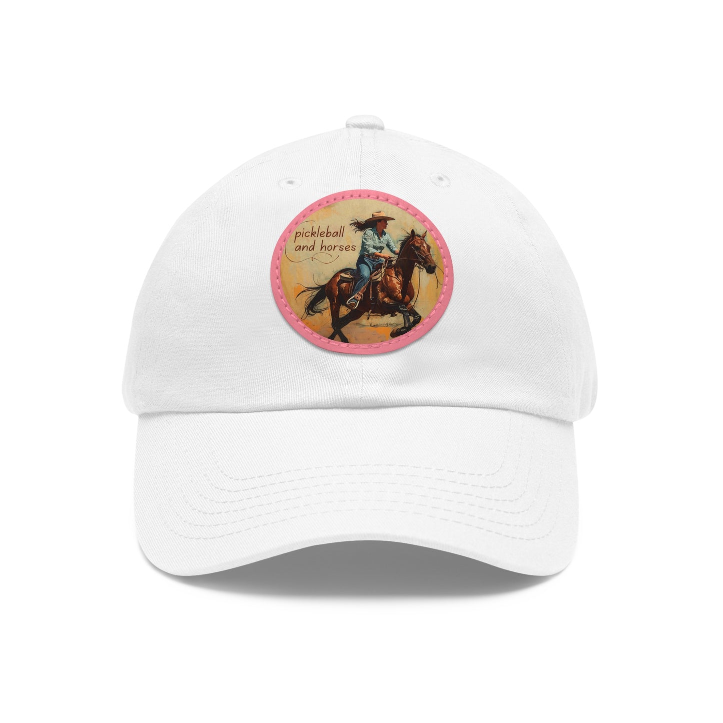 Pickleball and Horses Leather Patch Hat