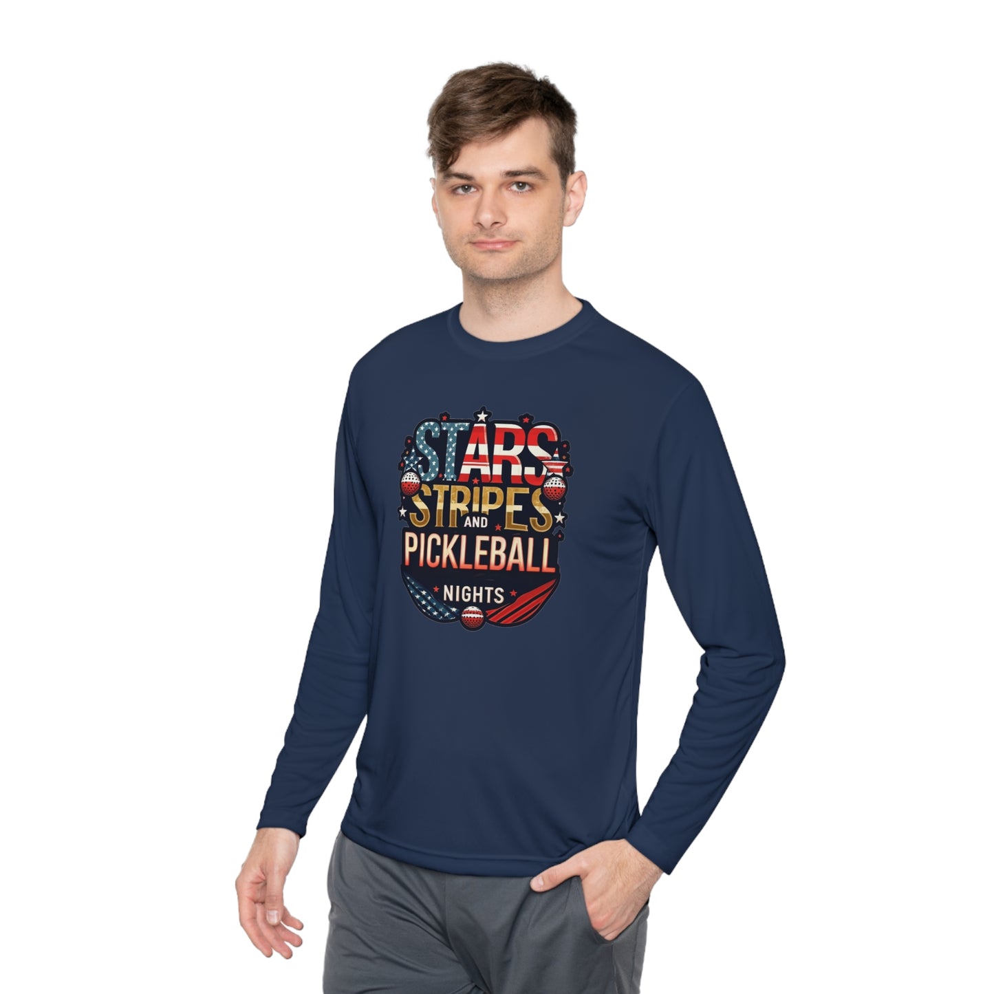 Stars, Stripes and Pickleball Nights – Unisex UV Protective Pickleball Long Sleeve Tee