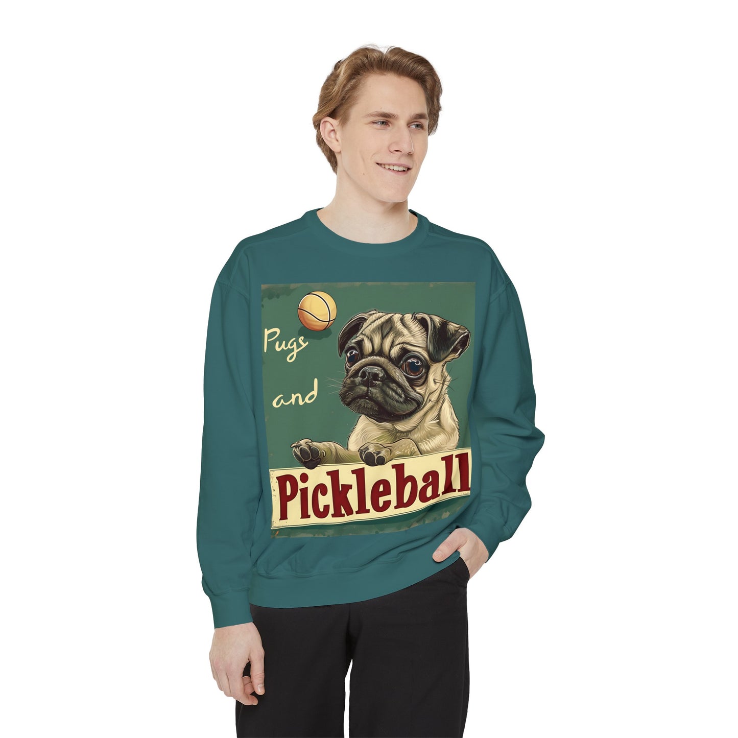 Pugs and Pickleball – Unisex Cozy Pickleball Sweatshirt