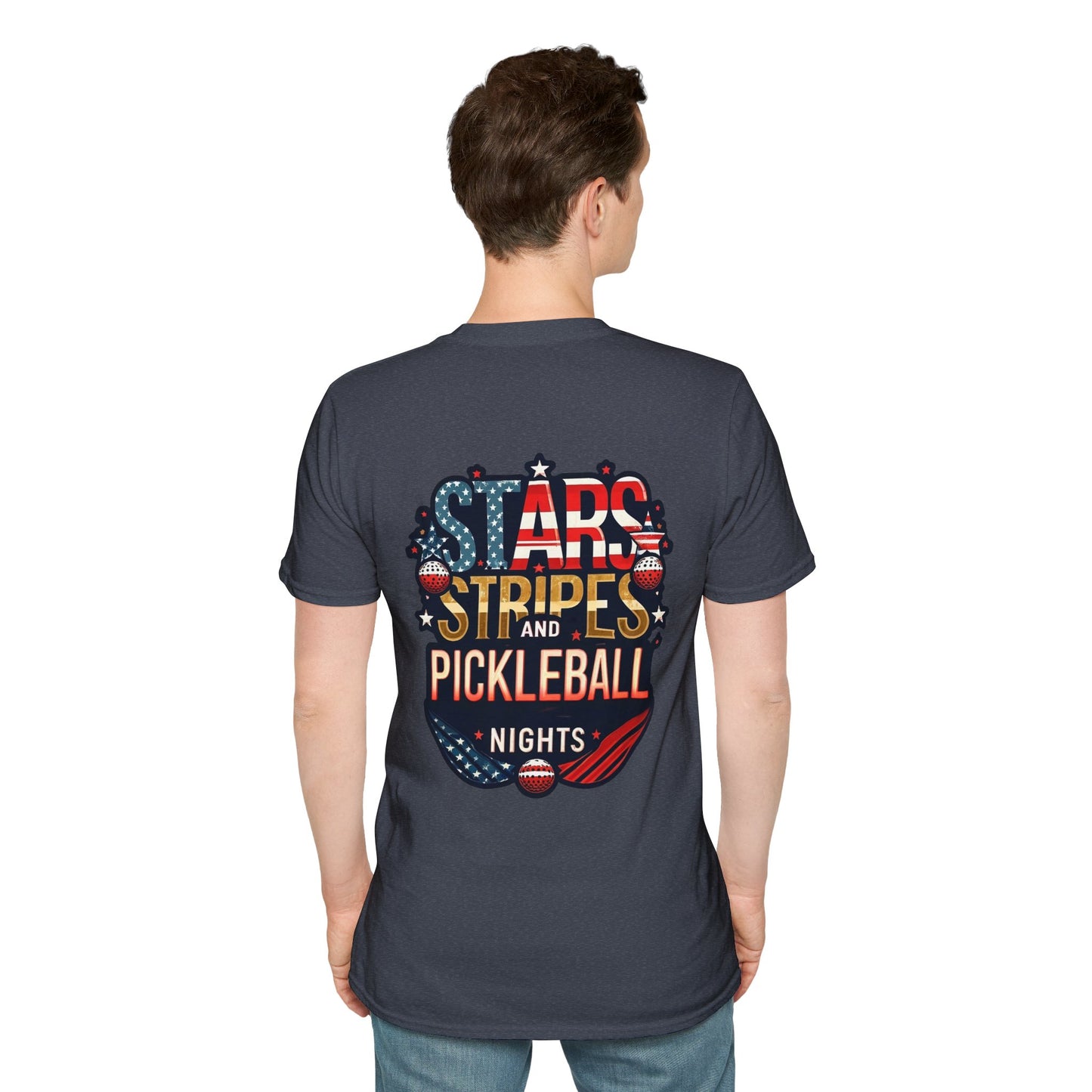 Stars, Stripes and Pickleball Nights Comfort Tee  – Unisex Soft-Style Back