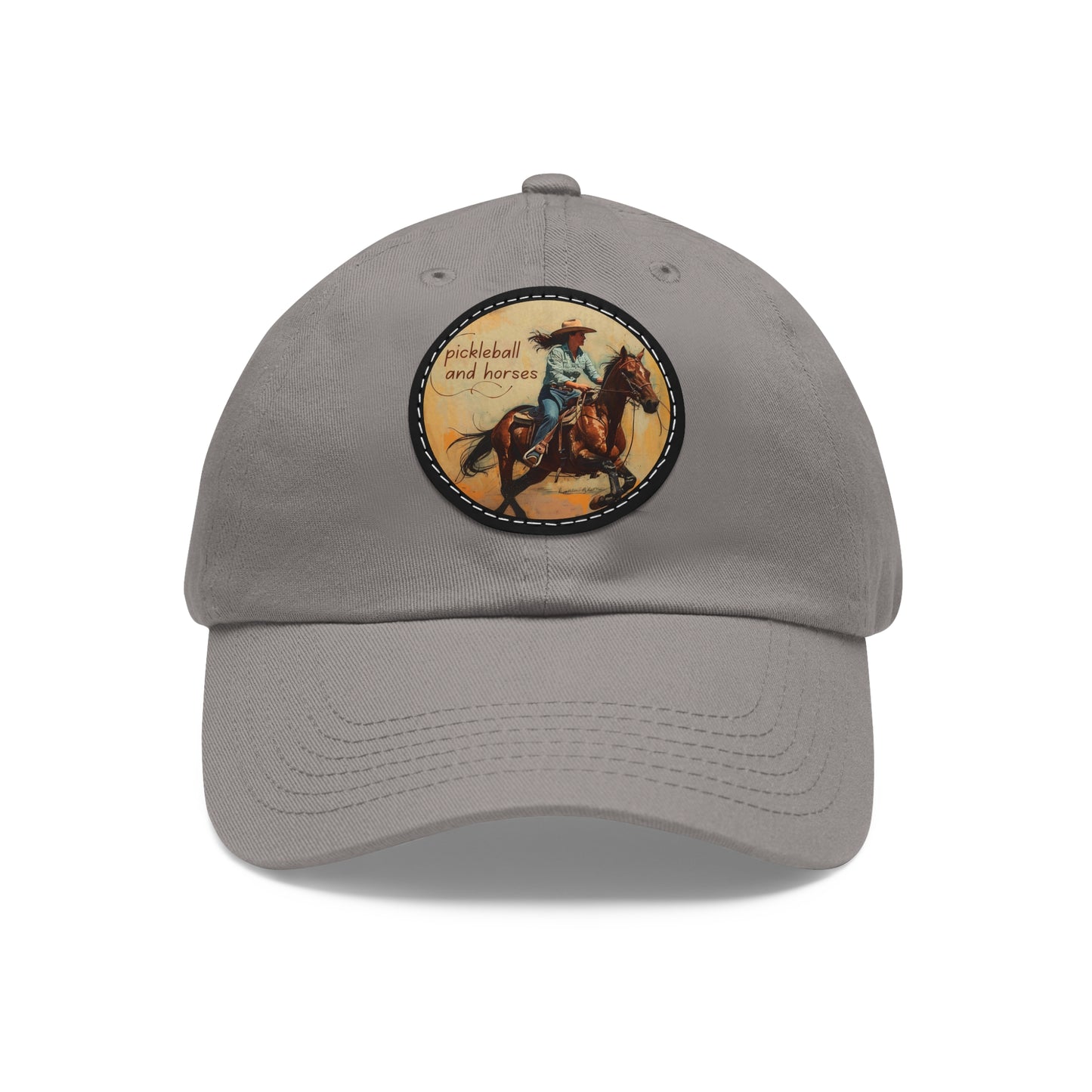 Pickleball and Horses Leather Patch Hat