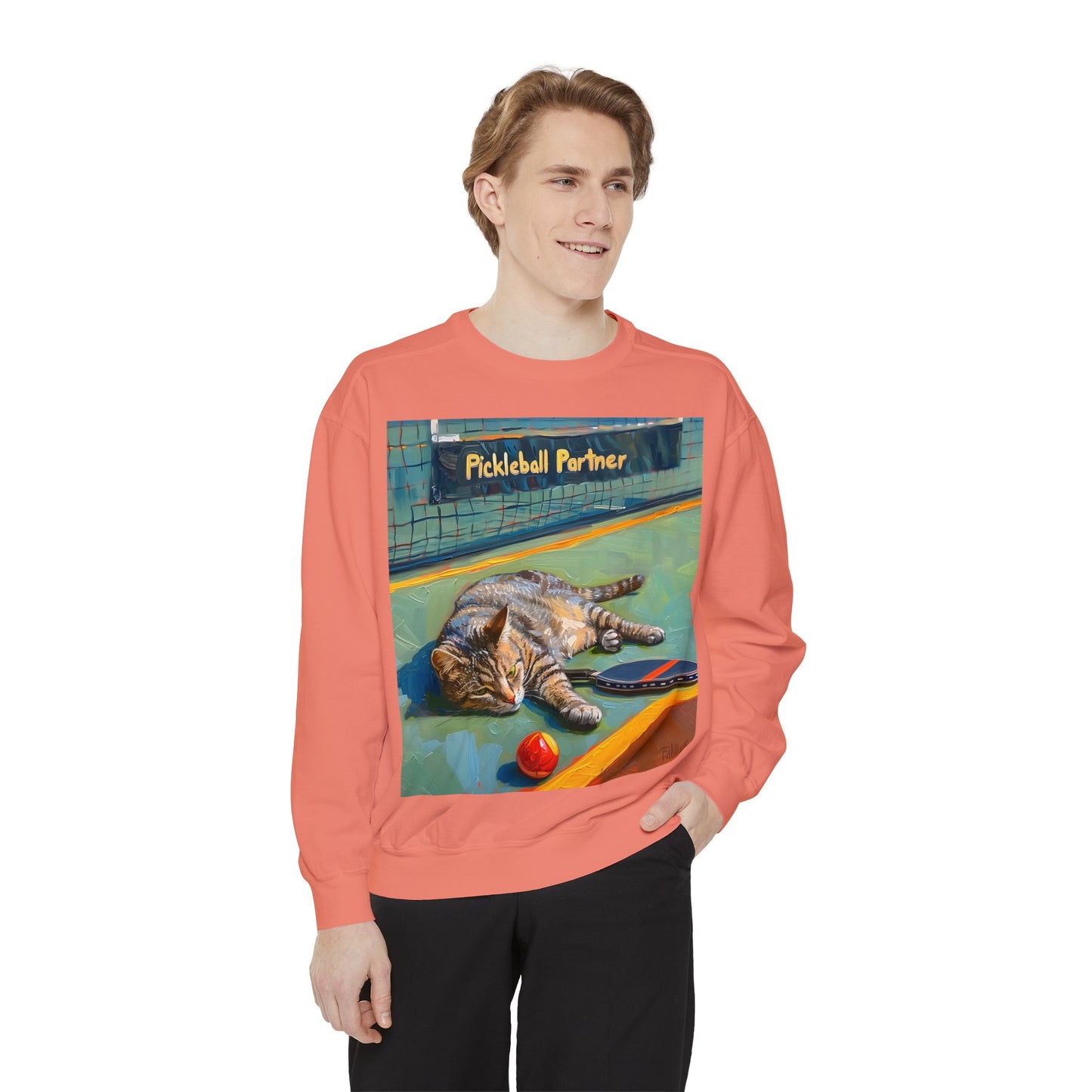 Court Conqueror Cat – Unisex Cozy Pickleball Sweatshirt