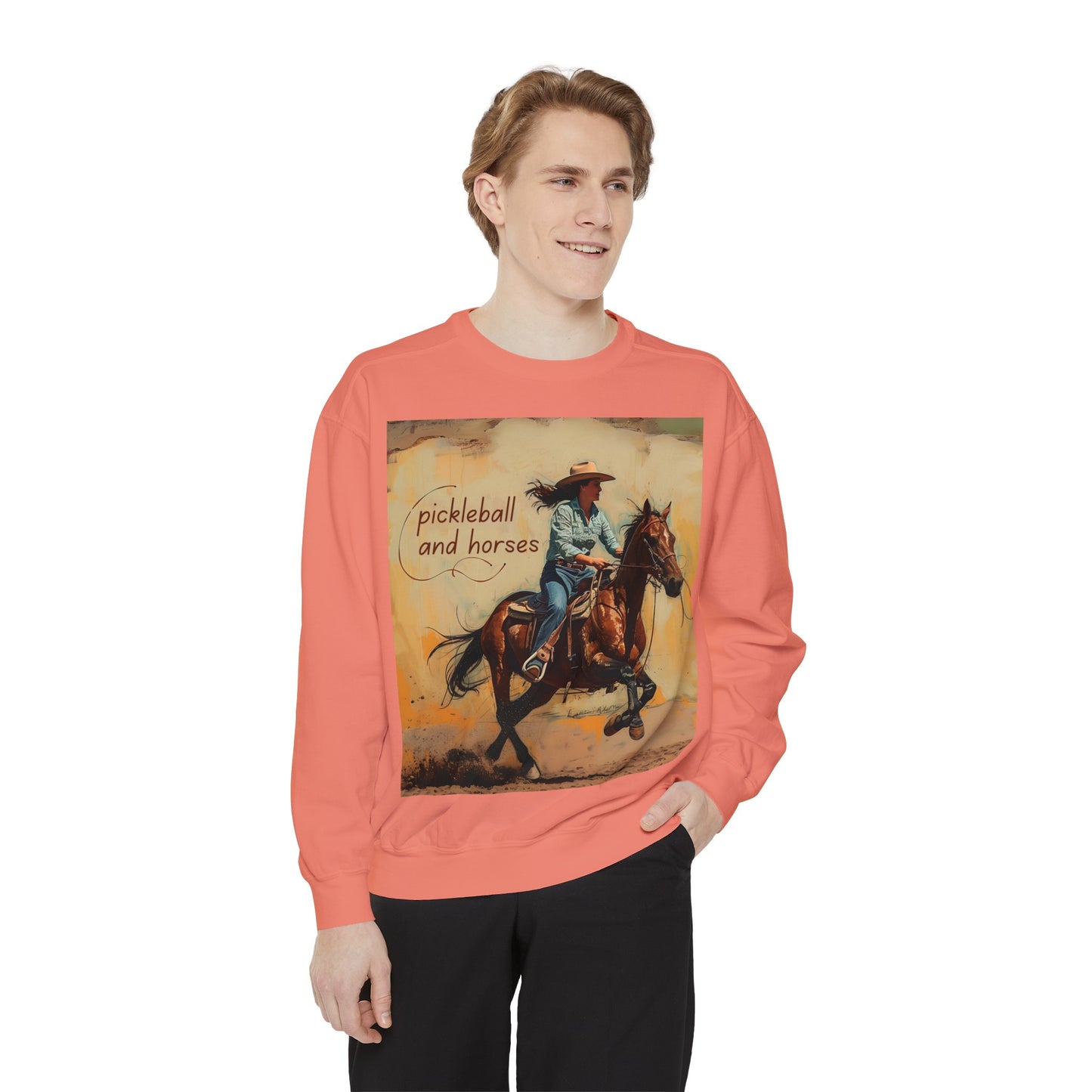 Pickleball and Horses – Unisex Cozy Pickleball Sweatshirt